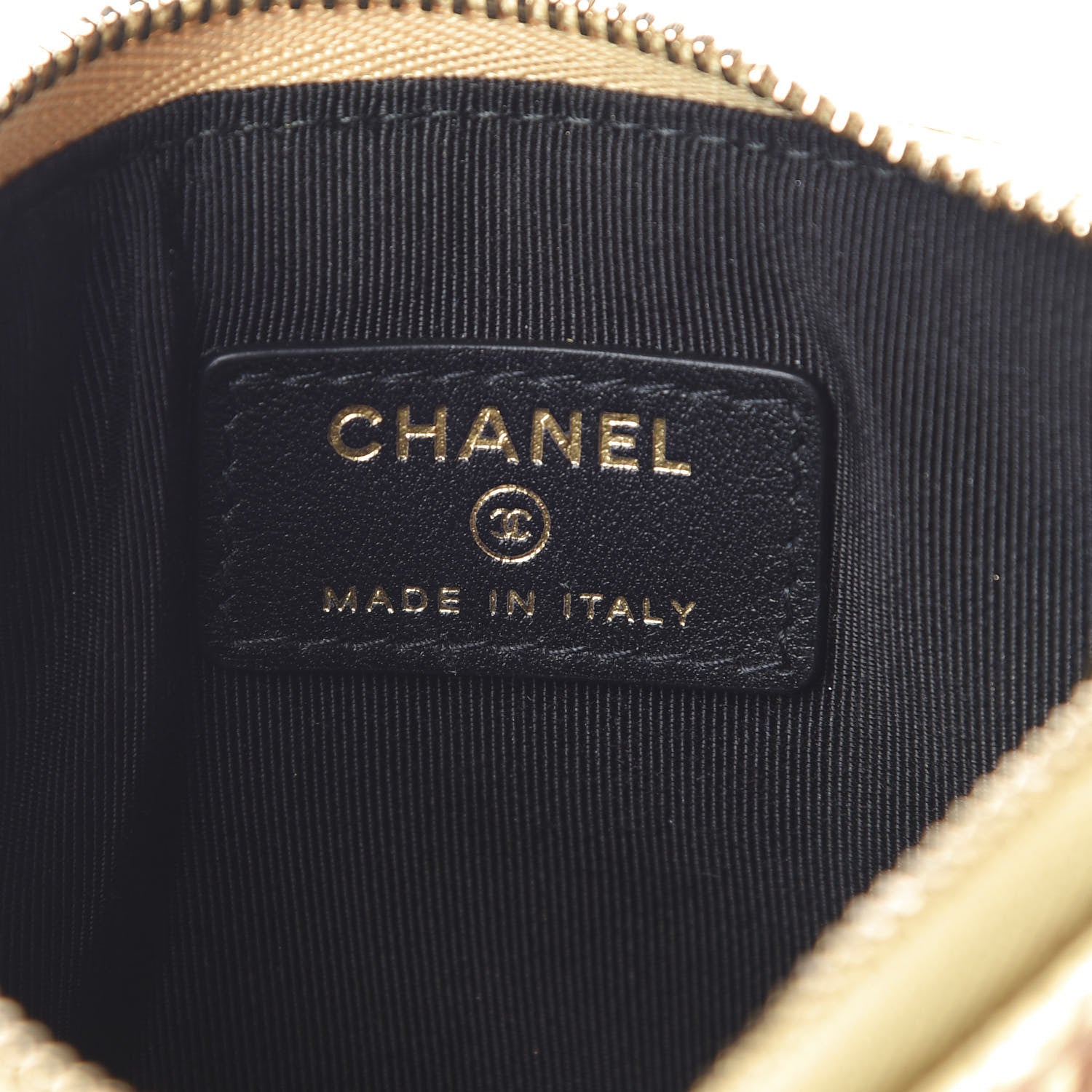 Chanel Metallic Calfskin Crocodile Embossed Cocodile Cosmetic Case Gold 6 of 8