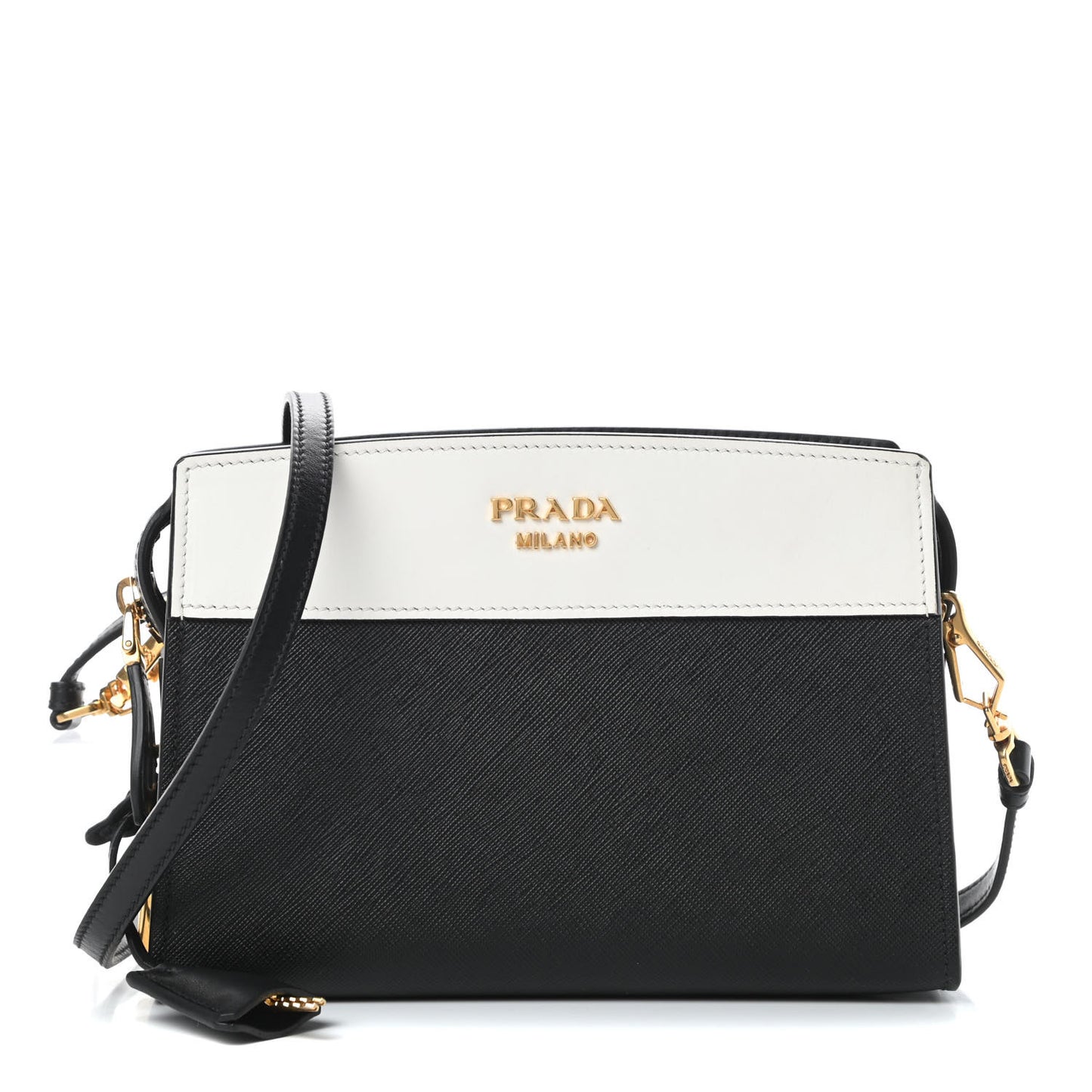 Saffiano City Calfskin Esplanade Crossbody Bag Black Talco