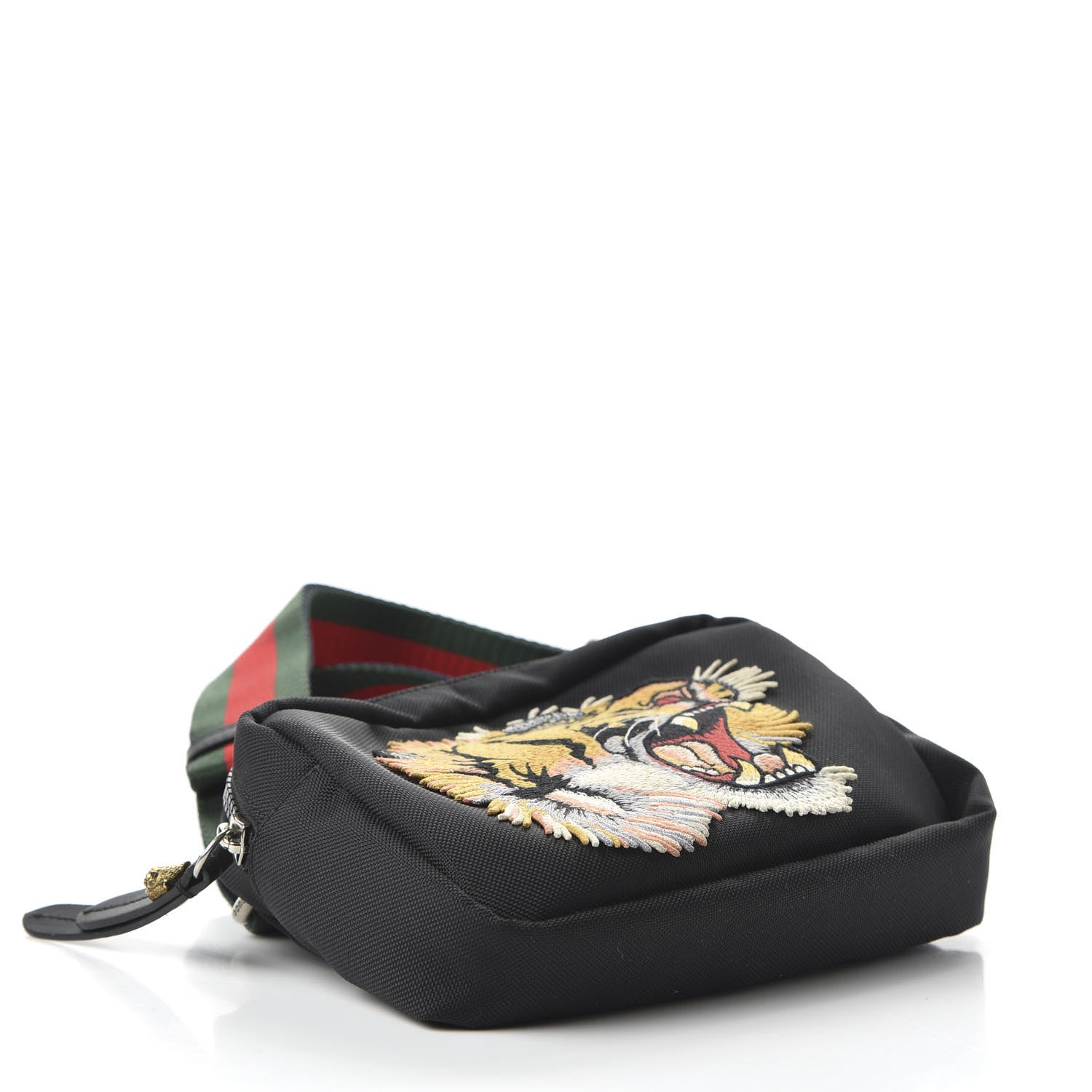 Gucci Canvas Web Tiger Embroidered Messenger Bag Black 4 of 10