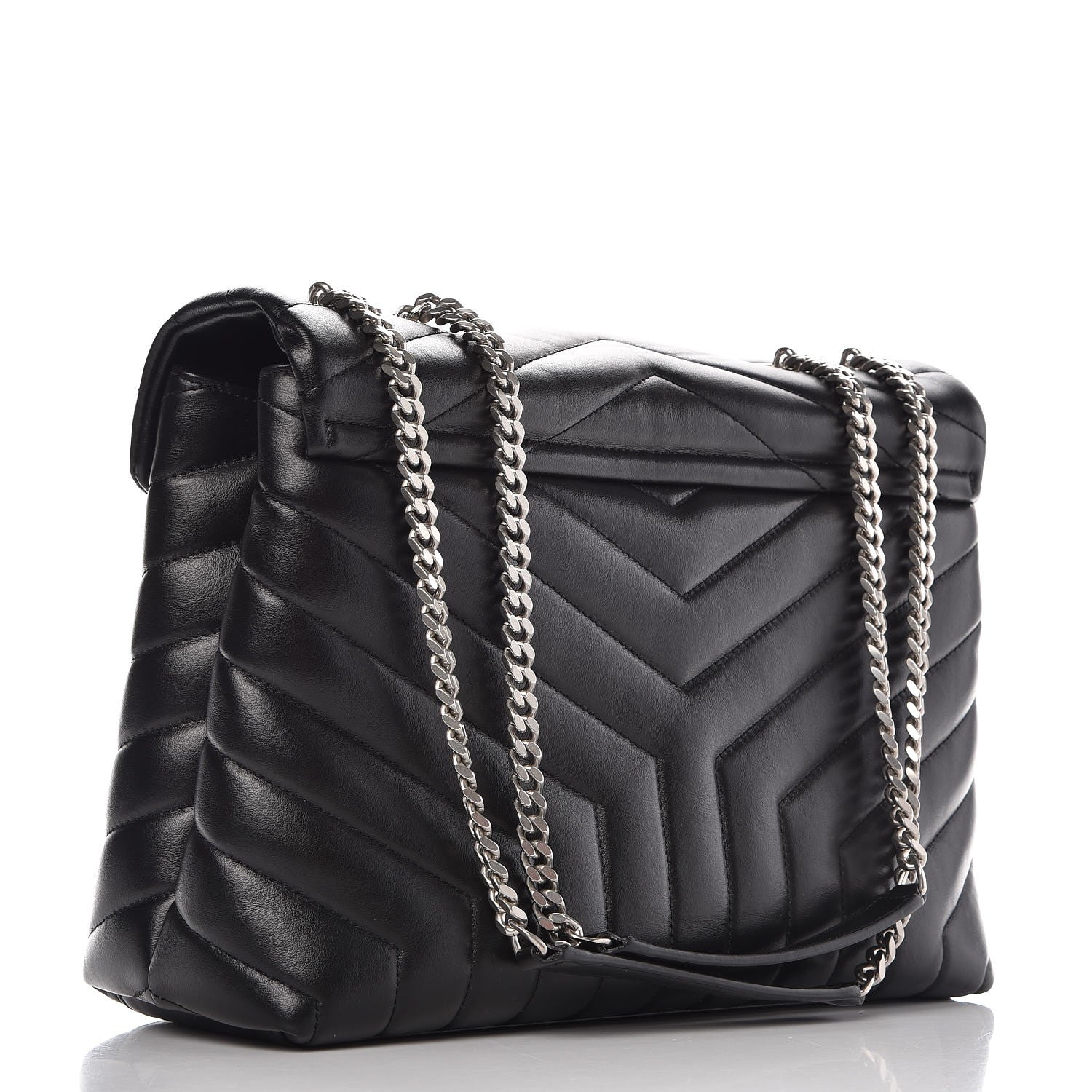 Saint Laurent Calfskin Y Quilted Monogram Medium Loulou Chain Satchel Black 3 of 10