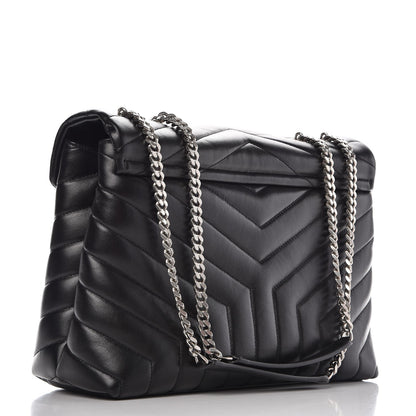 Saint Laurent Calfskin Y Quilted Monogram Medium Loulou Chain Satchel Black 3 of 10