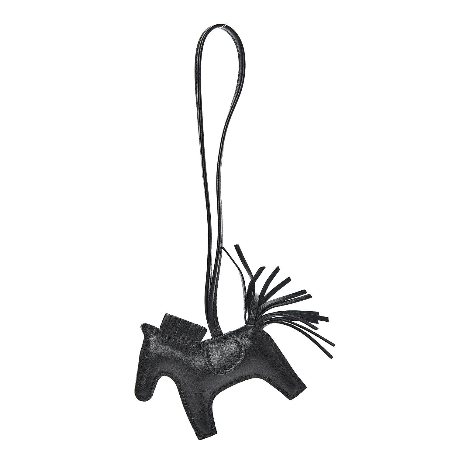 Hermes Milo Lambskin Grigri Rodeo Horse Bag Charm PM So Black 1 of 5