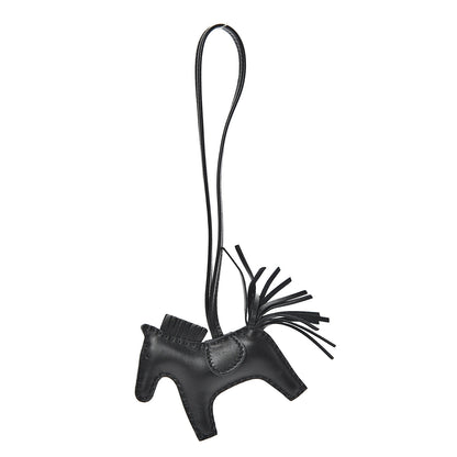 Hermes Milo Lambskin Grigri Rodeo Horse Bag Charm PM So Black 1 of 5