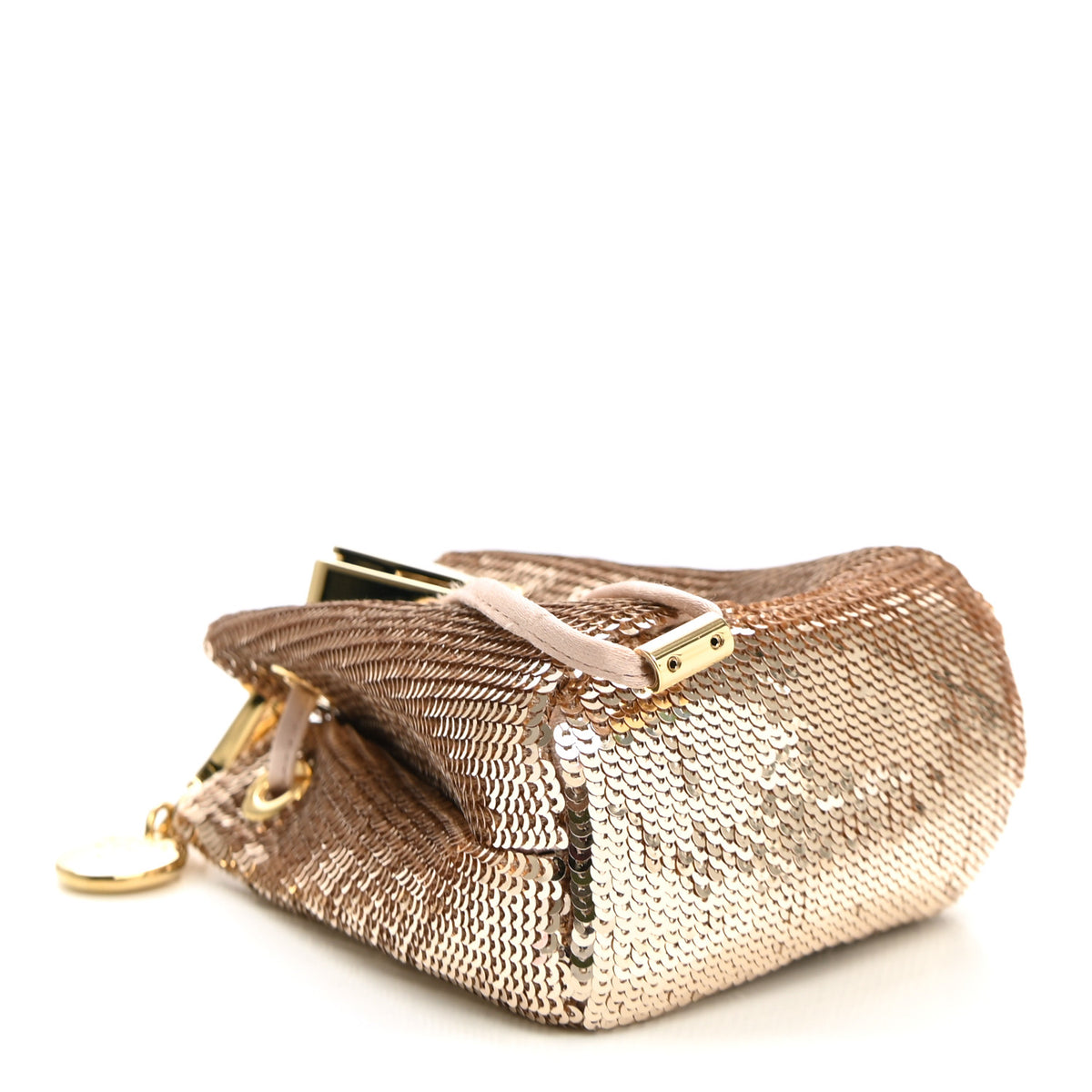 Prada Sequin Satin Triangle Logo Mini Pouch Cammeo 4 of 10