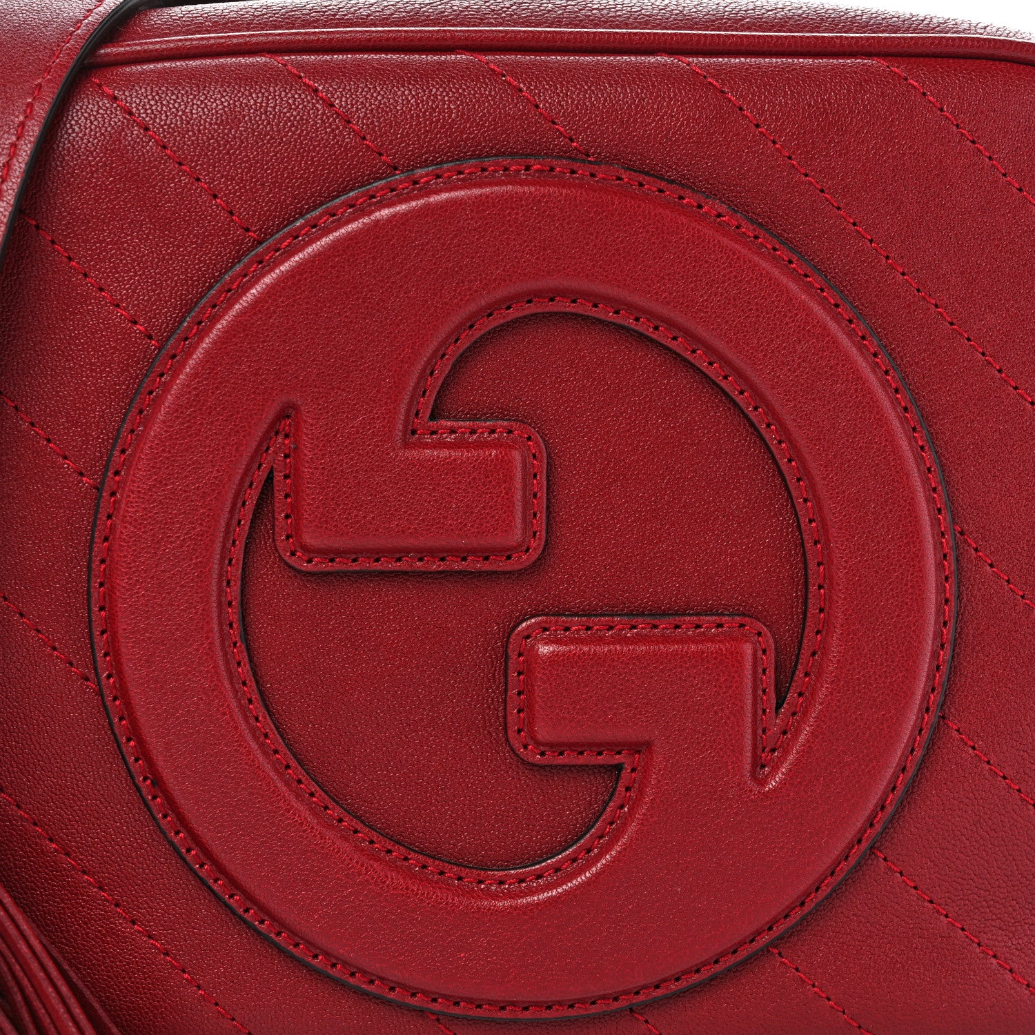 Gucci Sakai Be Green Calfskin Diagonal Stitched Small Blondie Shoulder Bag Rosso 8 of 10