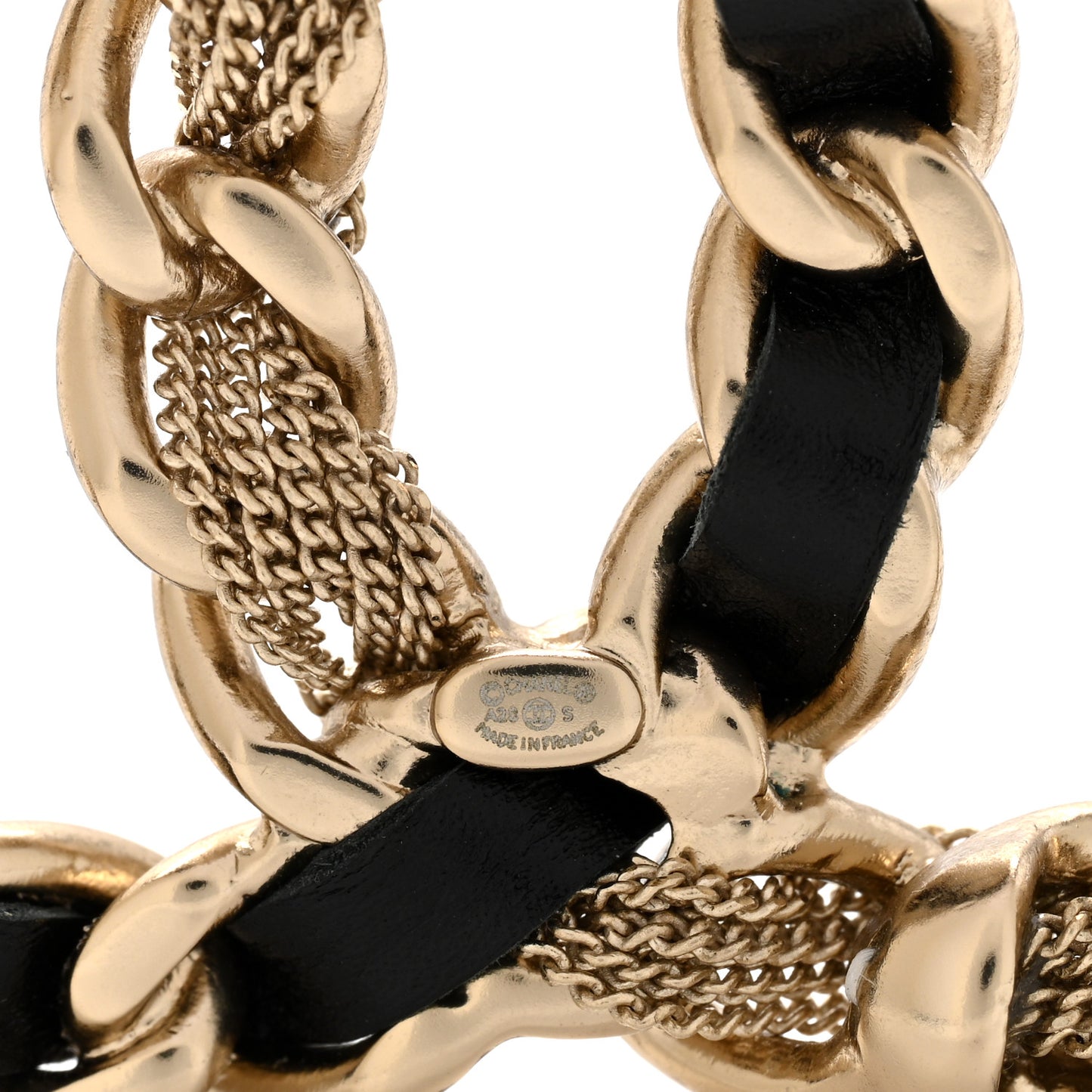 Metal Chain French New Wave CC Brooch Black Gold