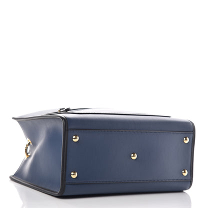 Fendi Vitello Century Opaco F is Fendi Bi-Color Small Runaway Satchel Blu Scuro Black 5 of 10