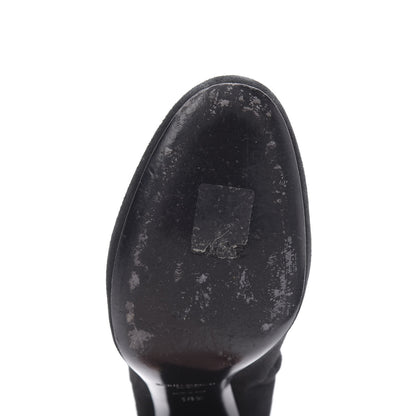Saint Laurent Suede Loulou Ankle 95 Zip Boot 38.5 Black 9 of 10