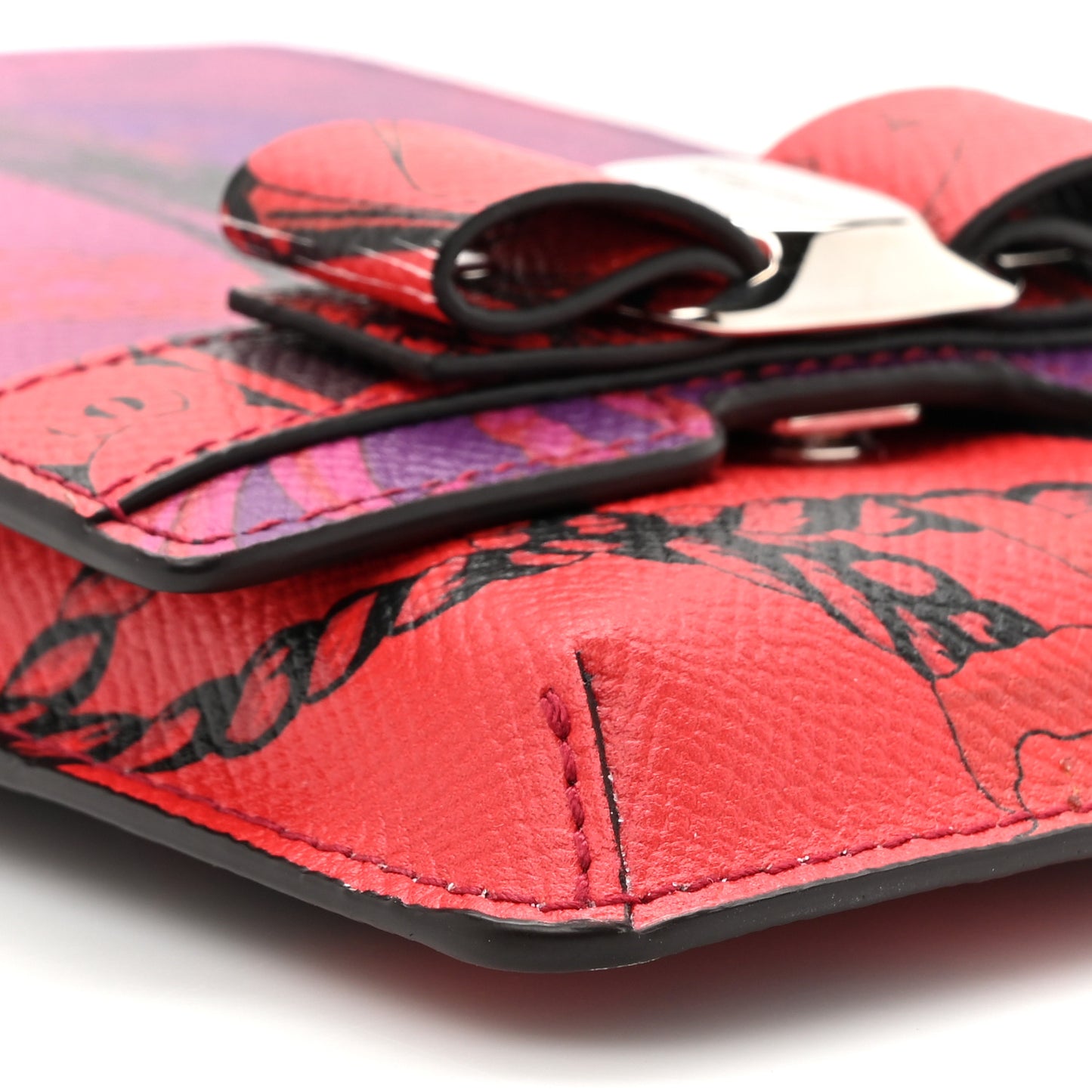 Printed Calfskin Vara Bow Phone Holder Multicolor