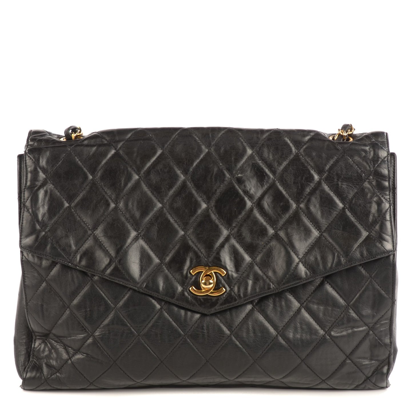 Lambskin Quilted Jumbo Flap Black