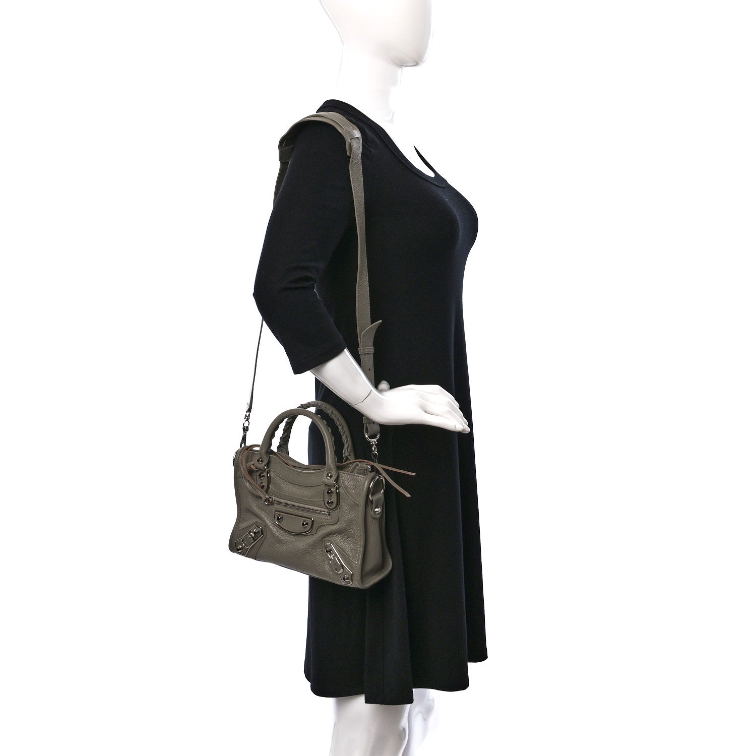 Balenciaga Chevre Silver Metallic Edge Hardware Mini City Gris Taupe 2 of 8