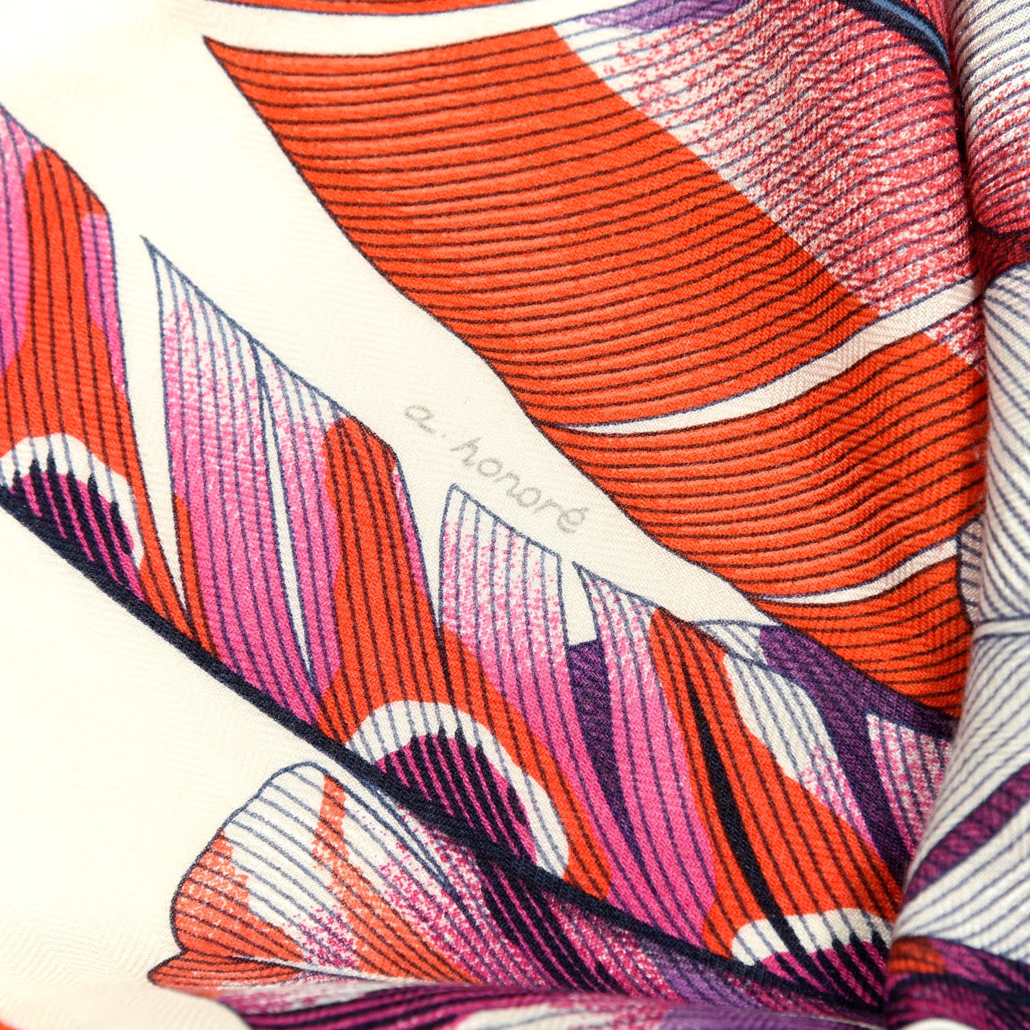 Hermes Cashmere Silk Plumes En Fete Shawl 140 White Violet Rouge 4 of 5