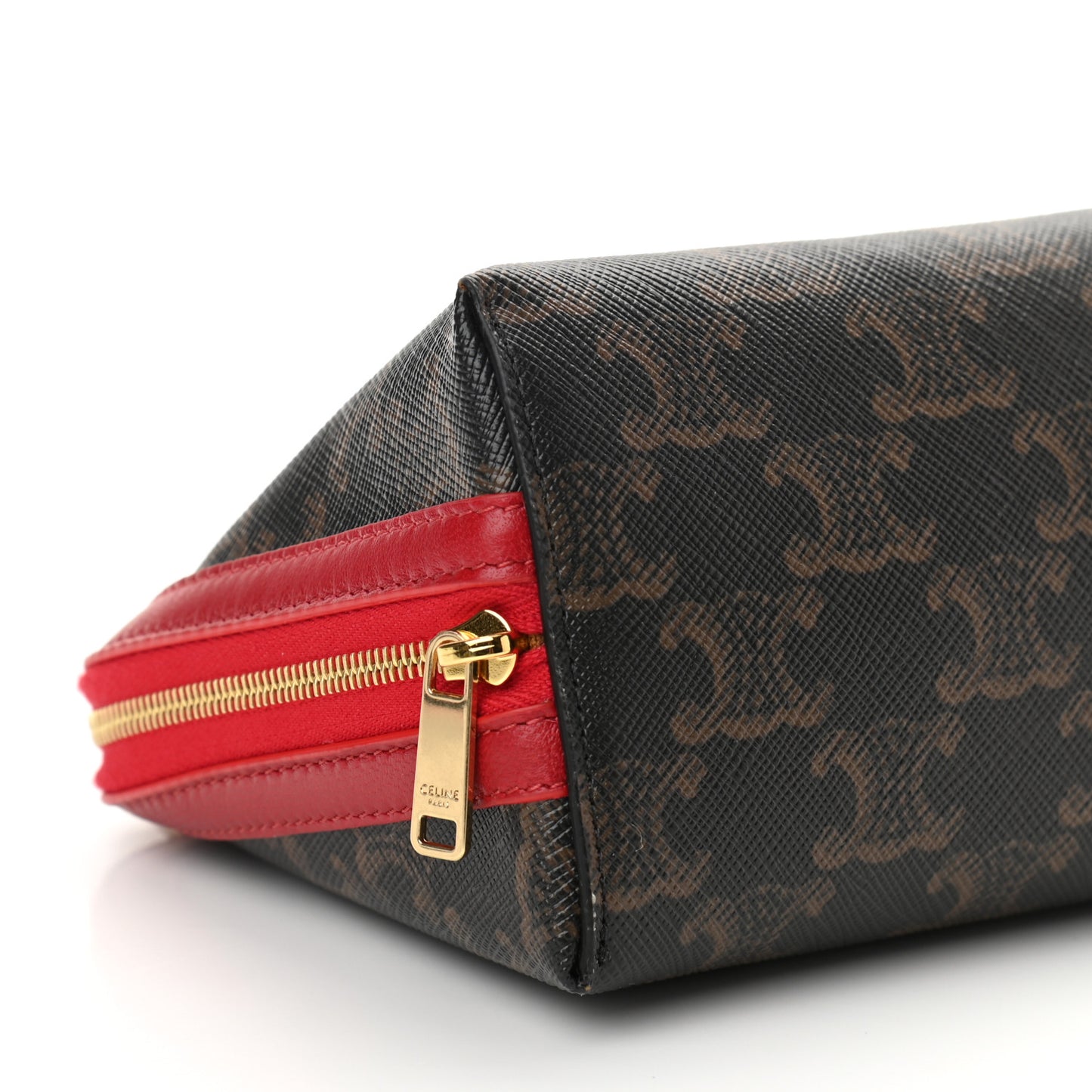 Lambskin Triomphe Canvas Clutch With Chain Red