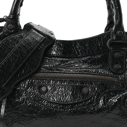 Balenciaga Agneau Arena Classic Hardware Le City First Bag Black 9 of 11