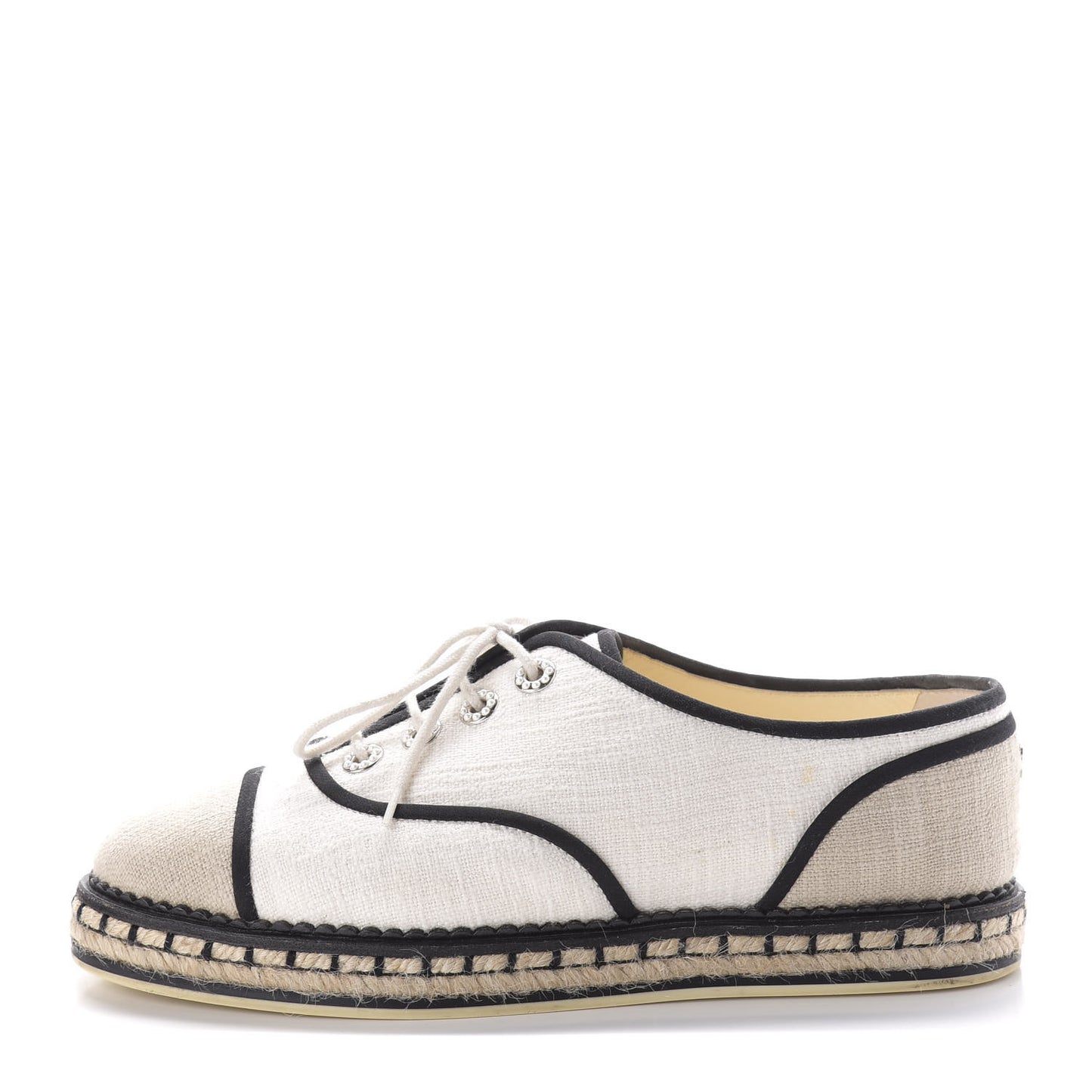 Cotton Lace Up Espadrilles 39 Light Beige
