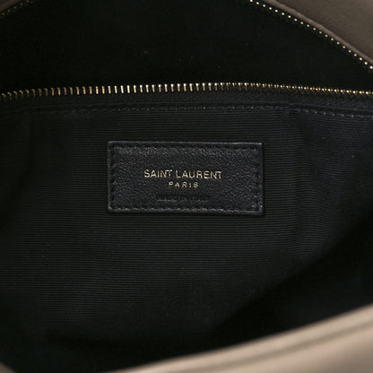 Saint Laurent Lambskin Quilted Medium Loulou Puffer Monogram Chain Satchel Dark Beige 6 of 12