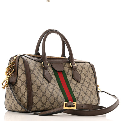 Gucci GG Supreme Monogram Web Medium Ophidia Boston  Beige Ebony New Acero 3 of 15