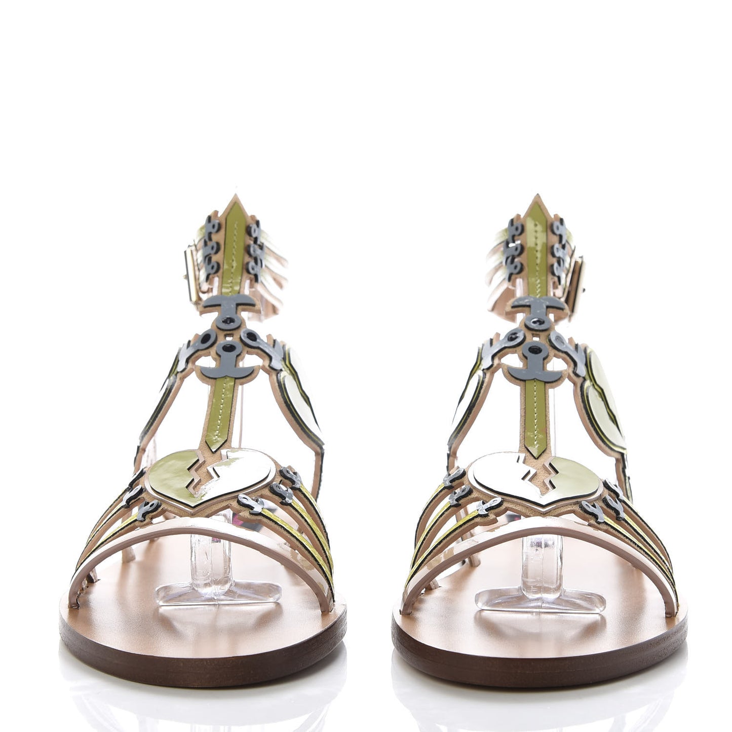 Patent Loveblade Caged Flat Sandals 36 Camel Rose