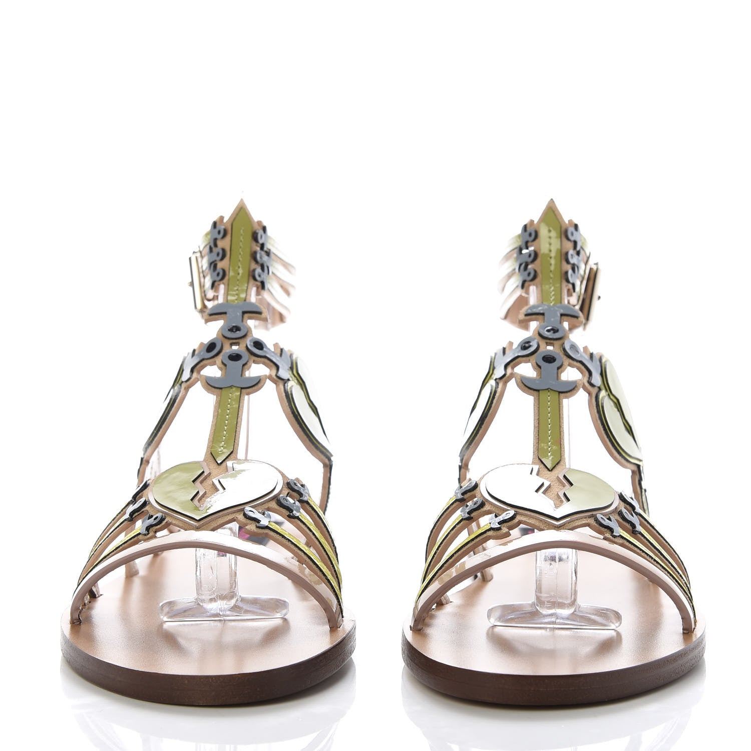Valentino Garavani Patent Loveblade Caged Flat Sandals 36 Camel Rose 3 of 10