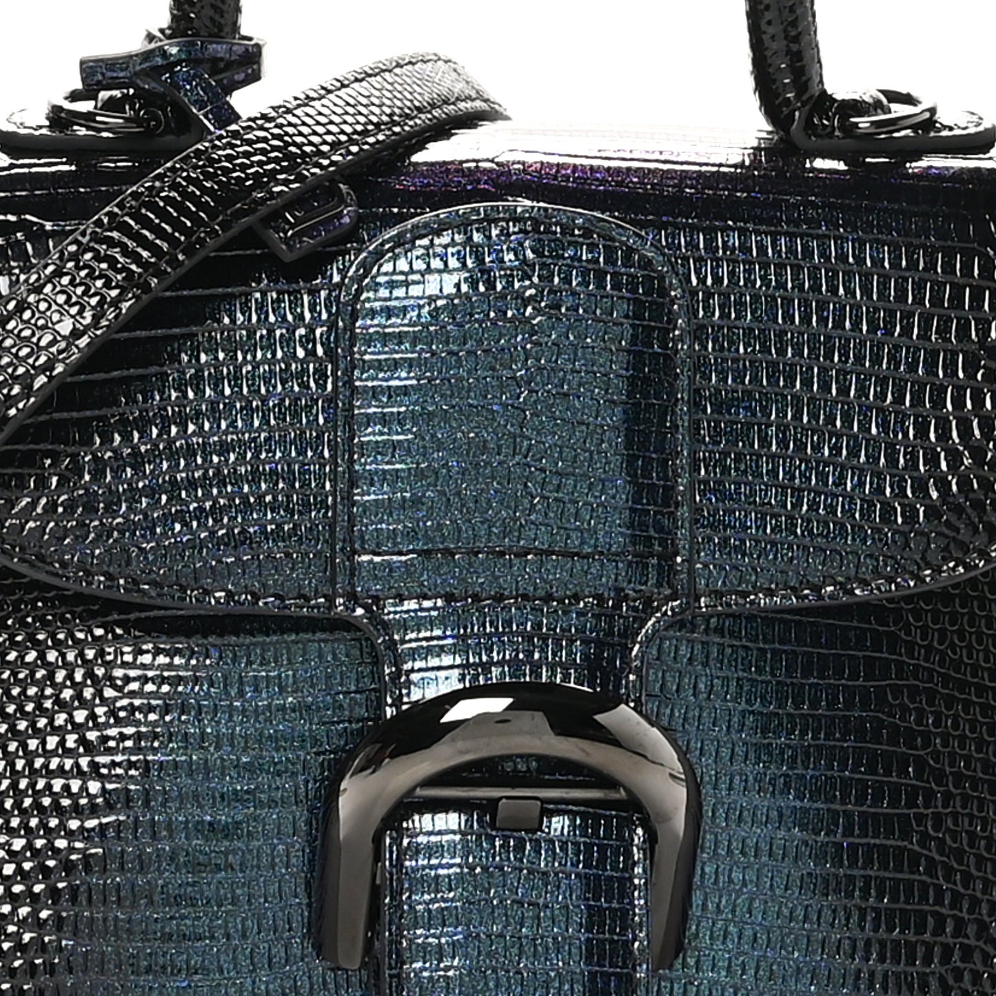 Iridescent Lizard Mini Brillant Satchel Black