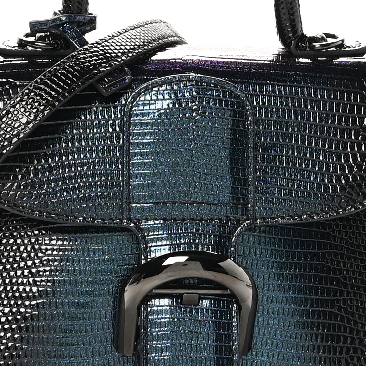 Delvaux Iridescent Lizard Mini Brillant Satchel Black 8 of 10
