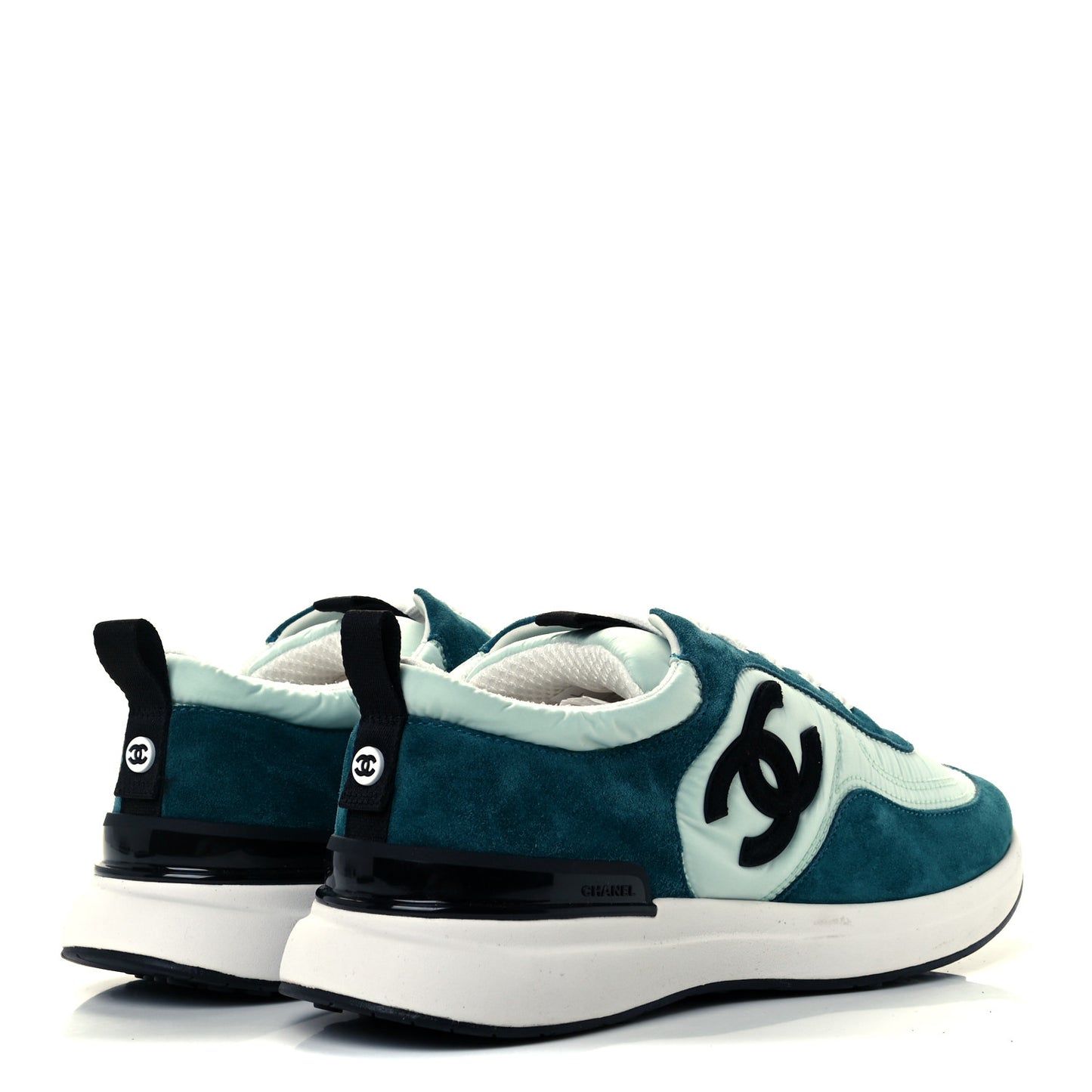 Nylon Suede Calfskin CC Sneakers 38 Green Light Green