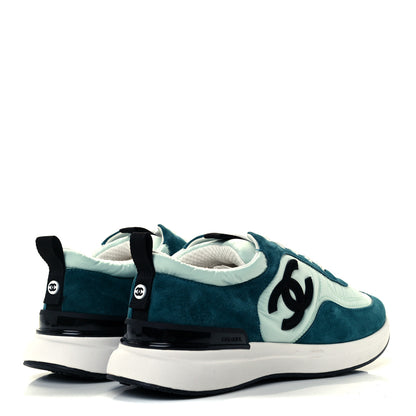Chanel Nylon Suede Calfskin CC Sneakers 38 Green Light Green 4 of 9
