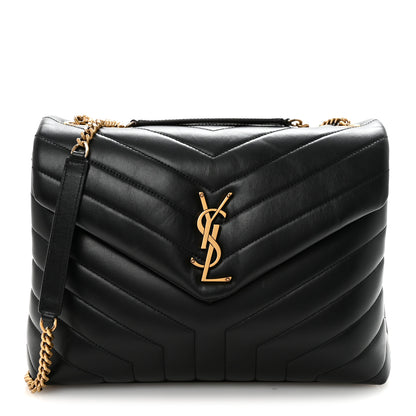 Saint Laurent Calfskin Y Quilted Monogram Medium Loulou Chain Satchel Black 1 of 9