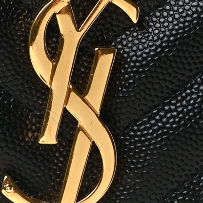 Saint Laurent Grain De Poudre Matelasse Chevron Large Monogram Satchel Black 8 of 10