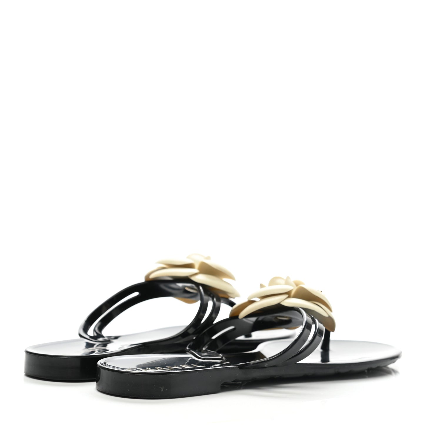 Jelly Camellia Thong Sandals 37 Black Ivory
