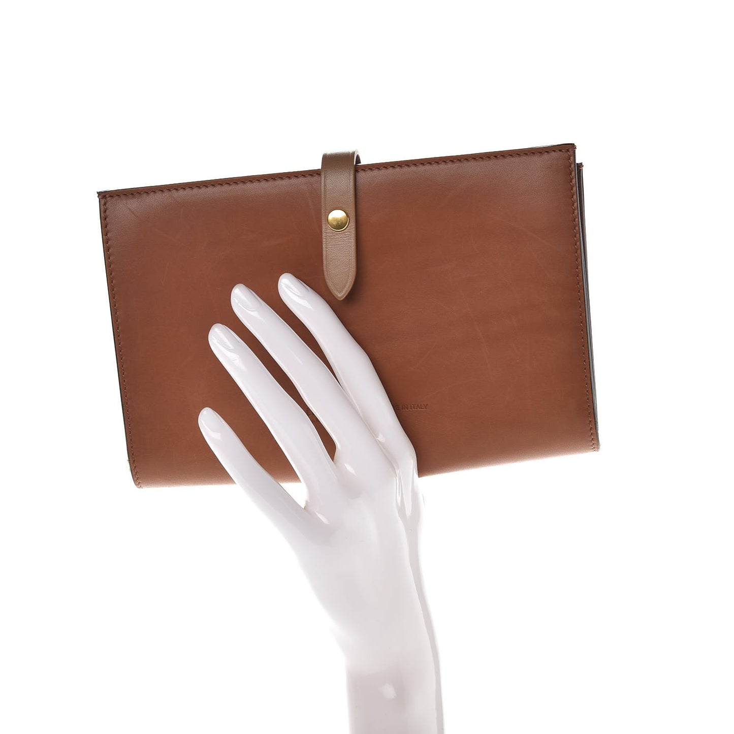 Natural Calfskin Large Multifunction Strap Wallet Tan