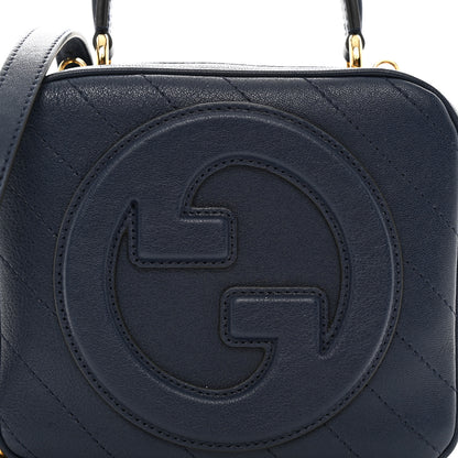 Gucci Sakai Be Green Calfskin Diagonal Stitched Blondie Top Handle Bag Blue Agata 8 of 11