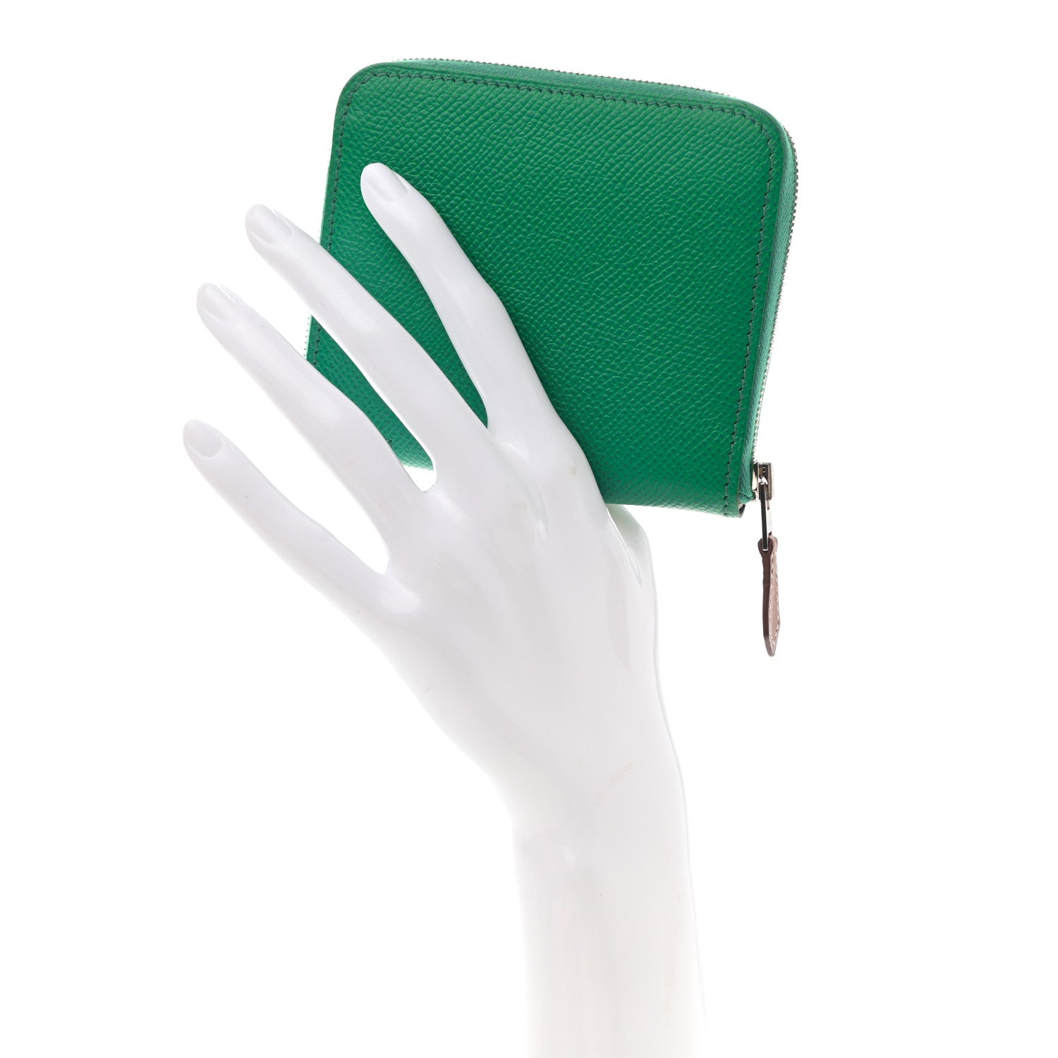 Hermes Epsom Silk'in Compact Wallet Vert Jade Nata 2 of 8