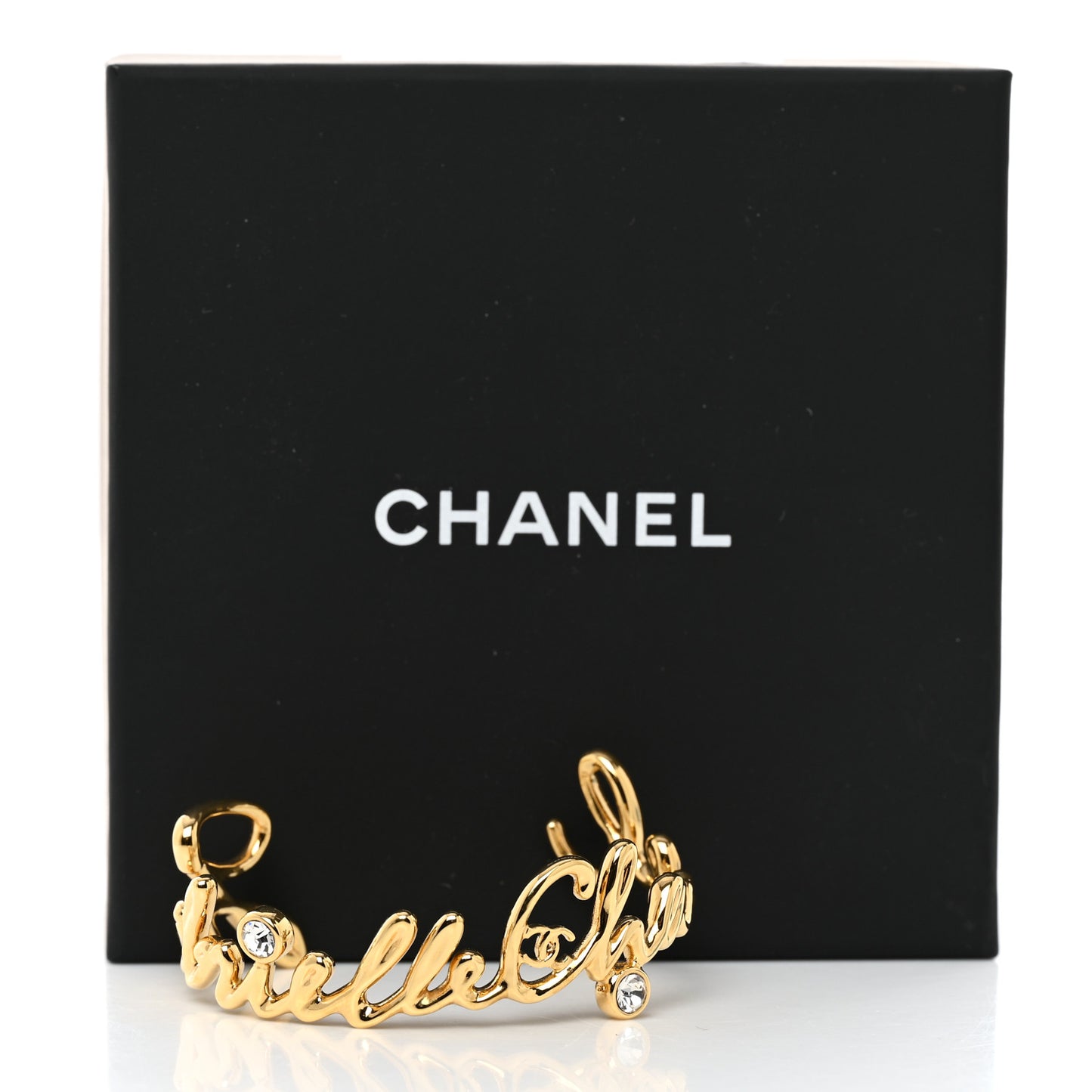 Metal Crystal Gabrielle Chanel Bracelet S Gold
