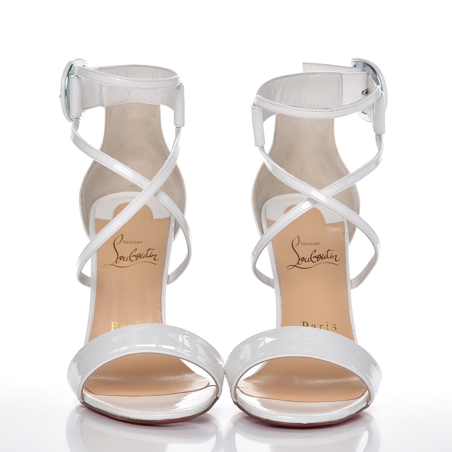 Christian Louboutin Patent Calfskin Choca 100 Sandals 37.5 Latte 2 of 8