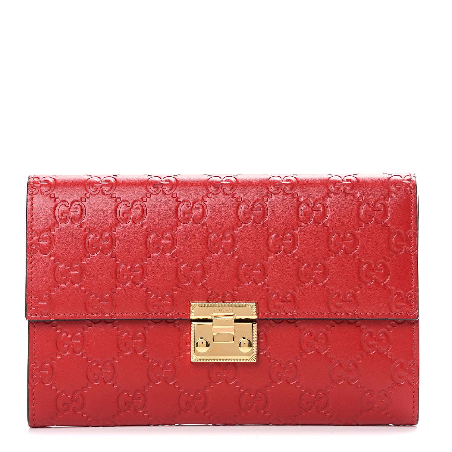 Gucci Guccissima Padlock Clutch Hibiscus Red 1 of 6