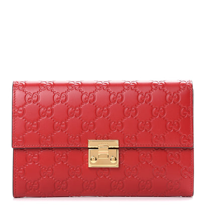 Gucci Guccissima Padlock Clutch Hibiscus Red 1 of 6