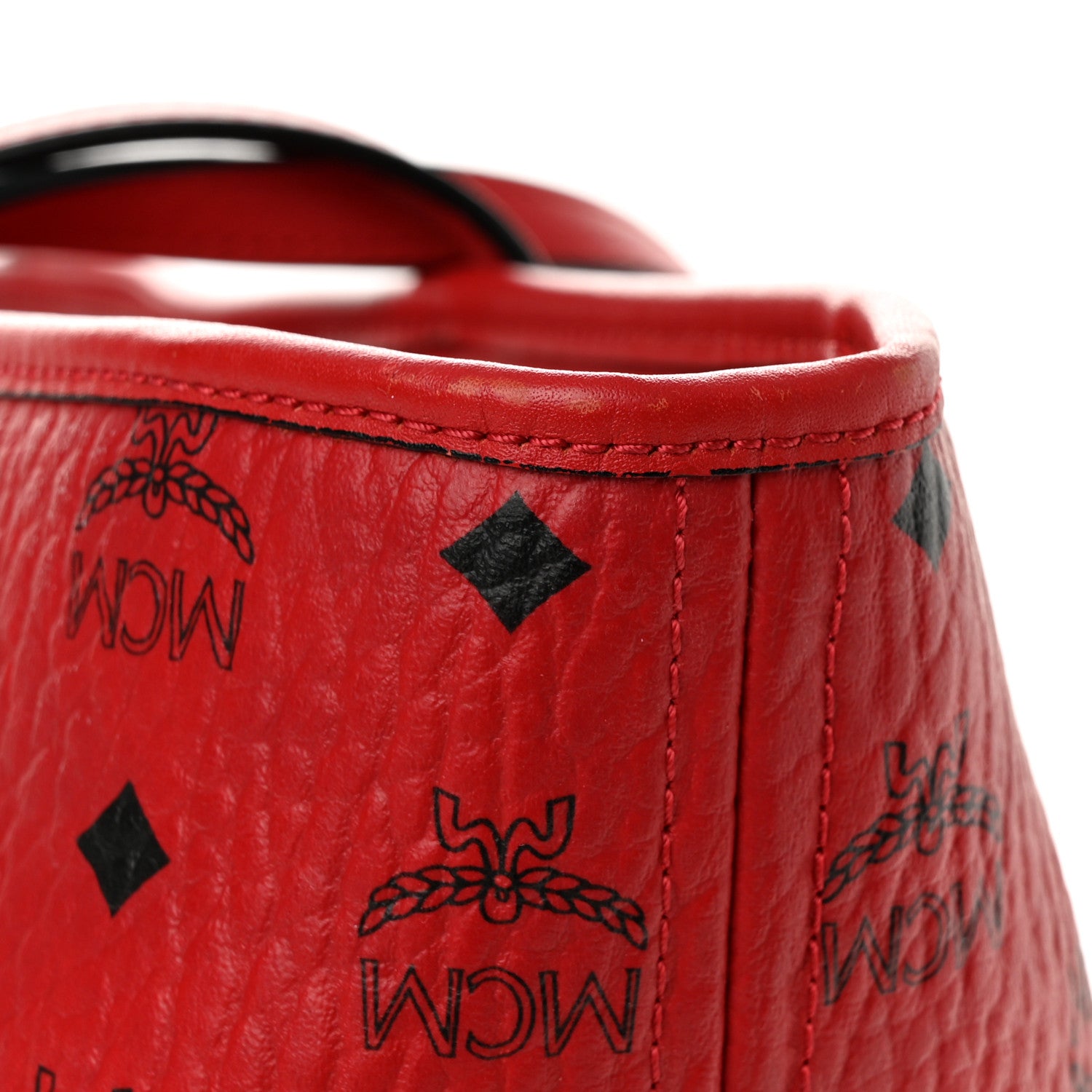 MCM Visetos Medium Anya Shopper Tote Ruby Red 14 of 17