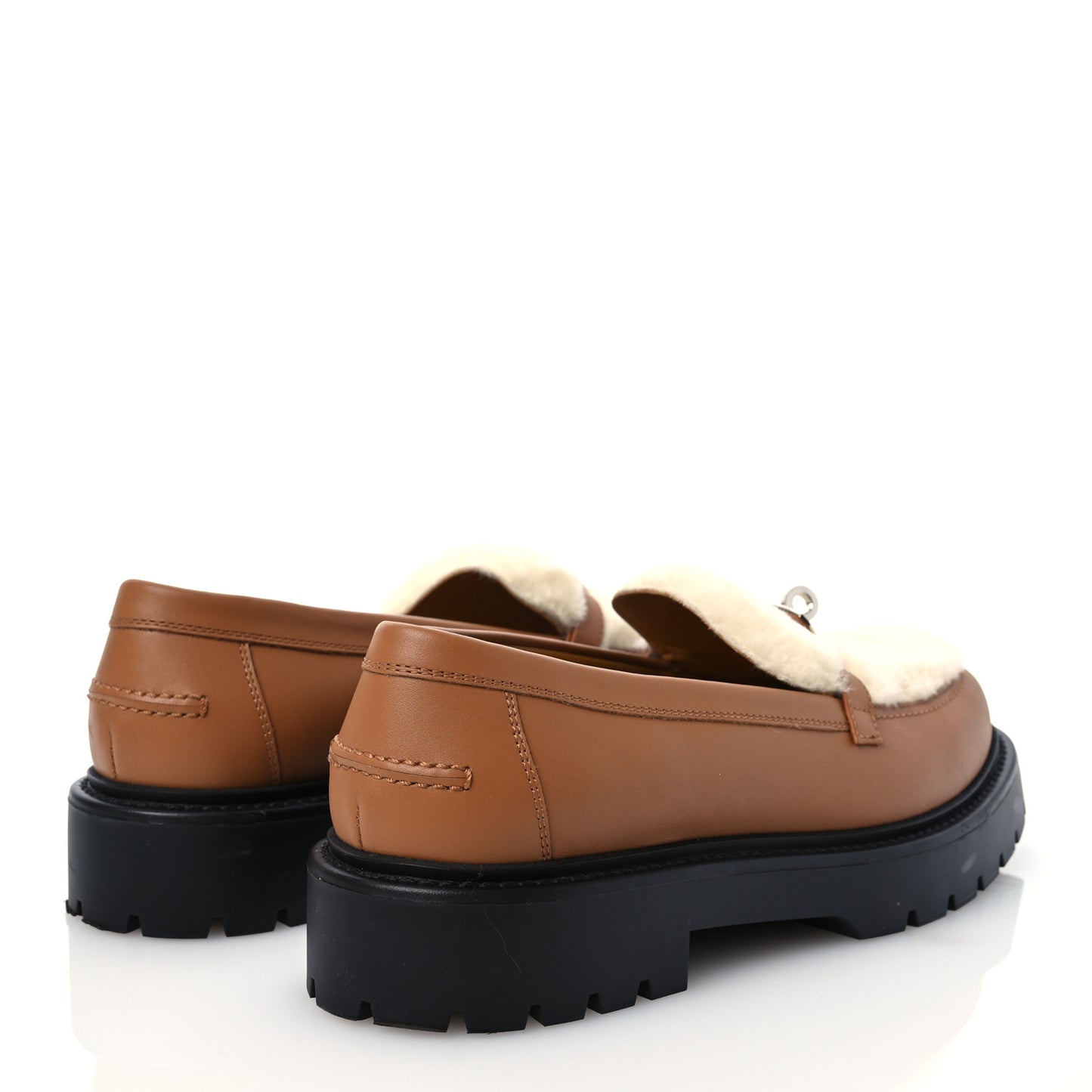 Calfskin Shearling Icone Loafers 41 Naturel Ecru