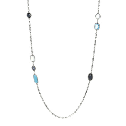 David Yurman Sterling Silver Multi Gemstone Chatelaine Station Necklace 1 of 3