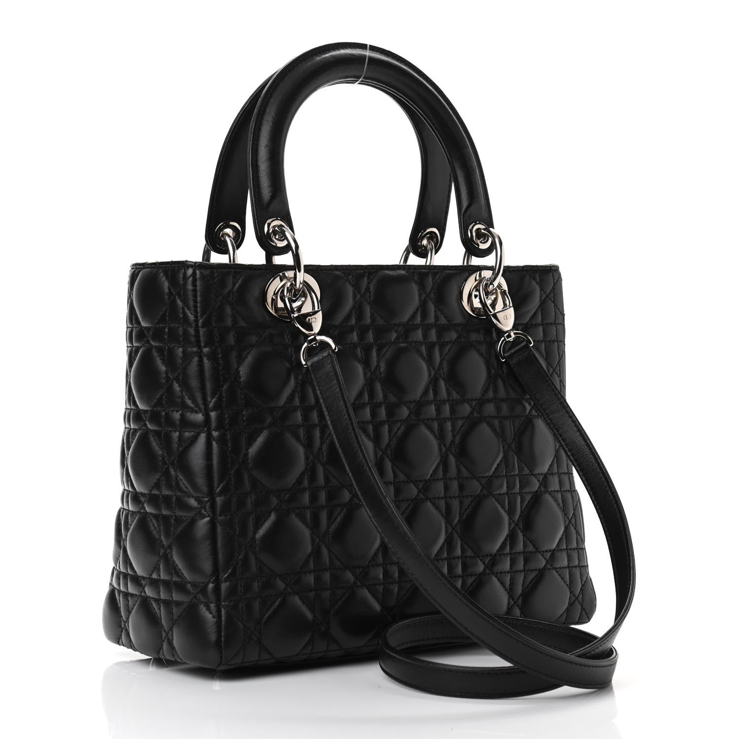 Christian Dior Lambskin Cannage Medium Lady Dior Black 3 of 10