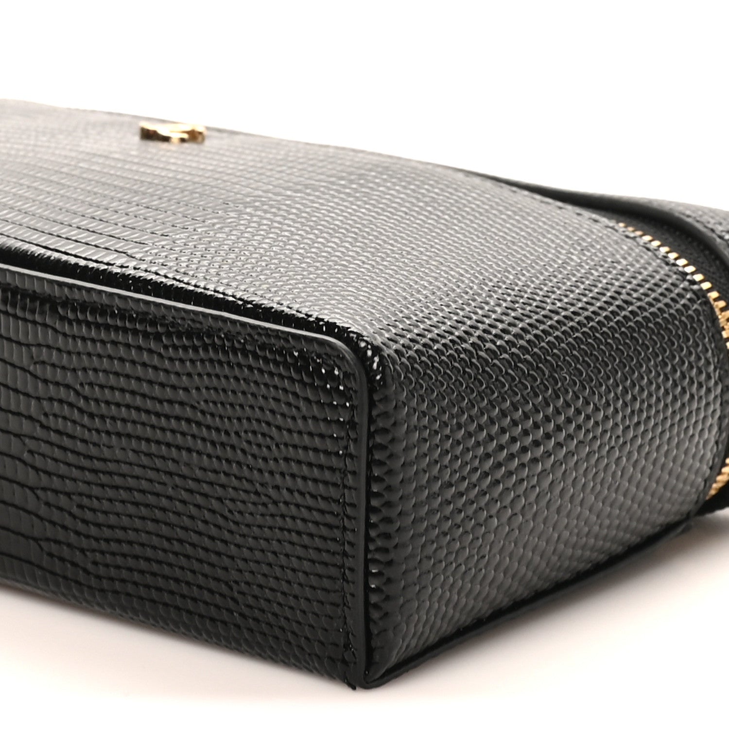 Chanel Lizard Embossed Calfskin Top Handle Slim Vanity With Chain Black 10 of 10