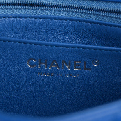 Chanel Caviar Chevron Quilted Mini Square Flap Blue 7 of 8