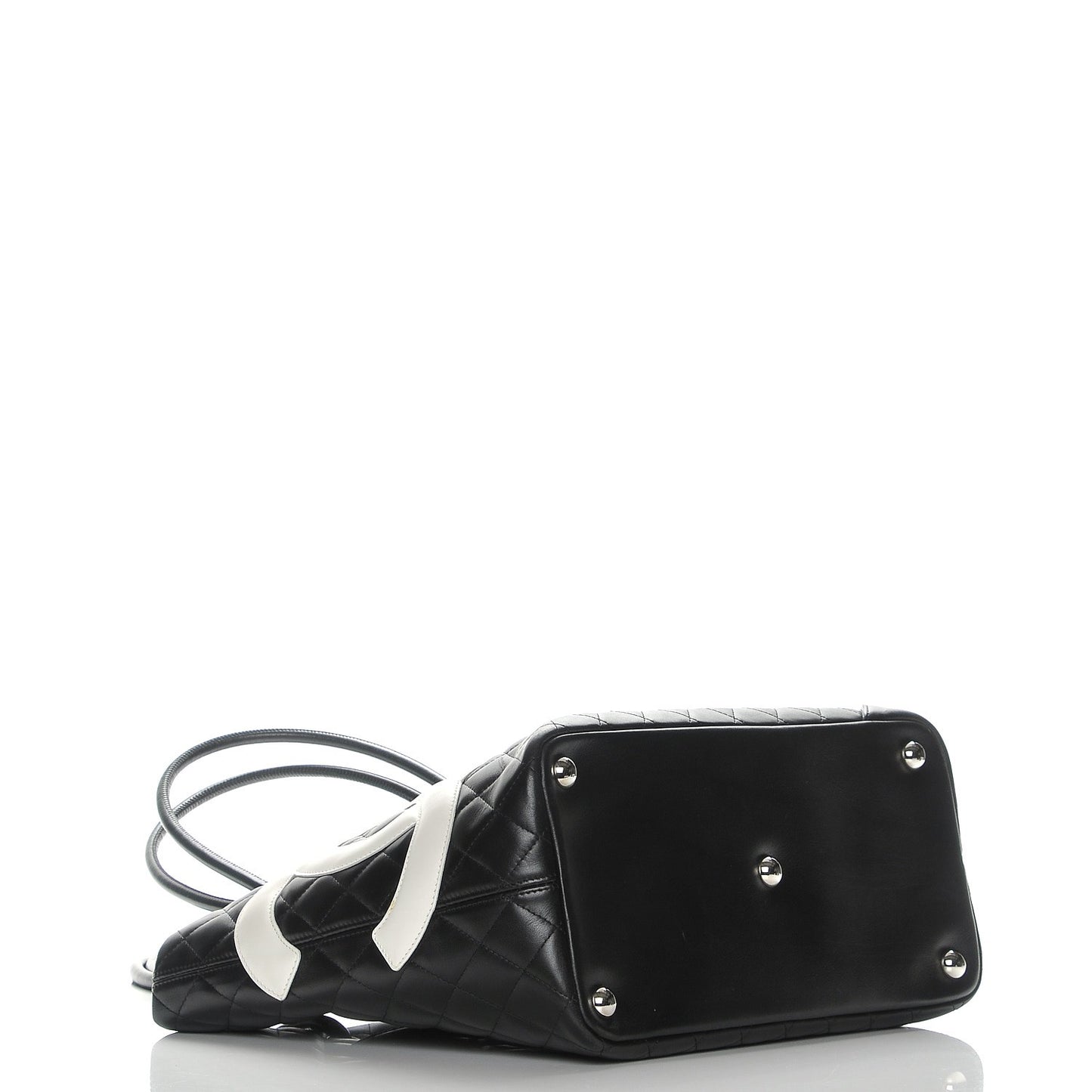 Calfskin Quilted Large Cambon Tote Black White
