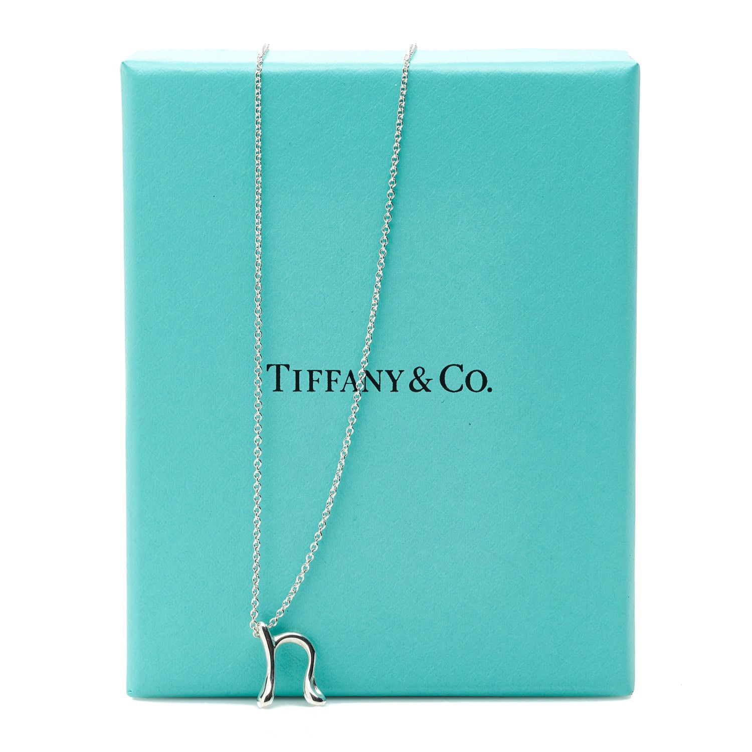 Tiffany Sterling Silver Elsa Peretti Letter N Pendant Necklace 7 of 7