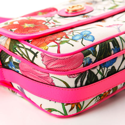 Gucci Canvas Flora Floral Shoulder Bag White Fuchsia Fluo 6 of 10