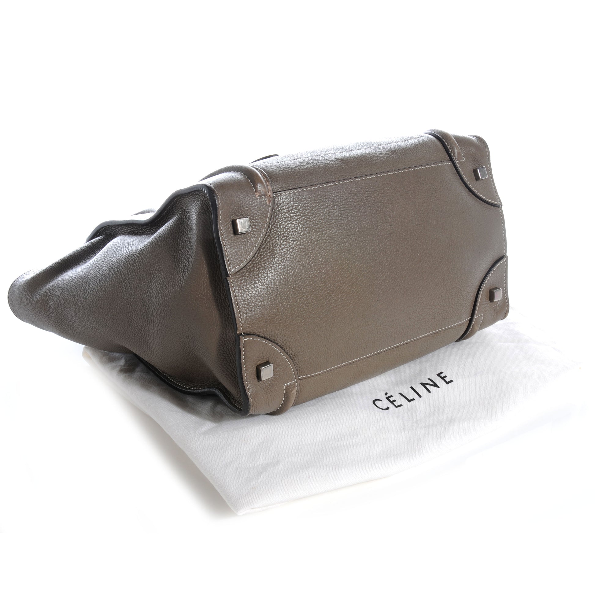 Celine Drummed Calfskin Mini Luggage Bag Souris 4 of 7