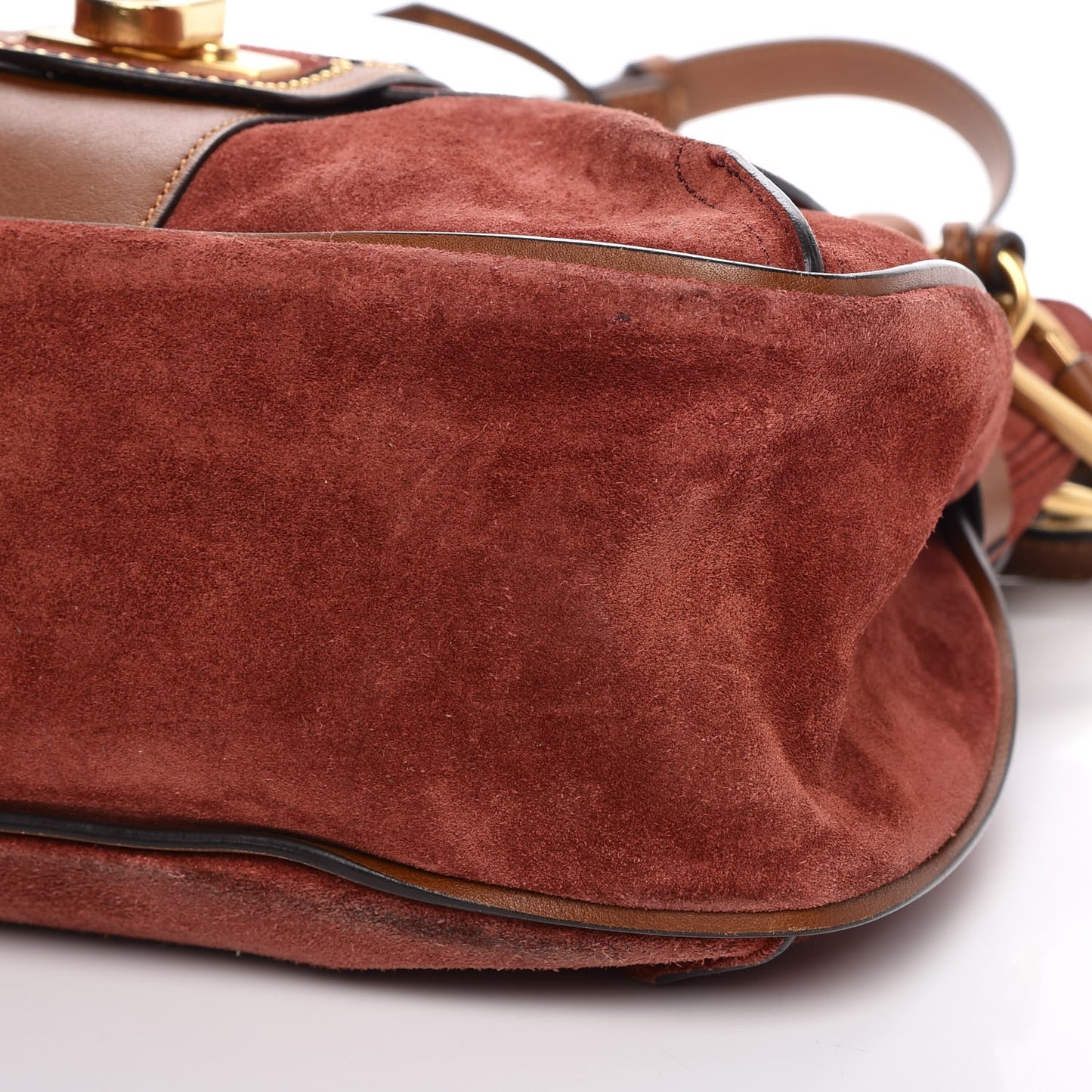 Suede Studded Small Lexa Shoulder Bag Saffron Red