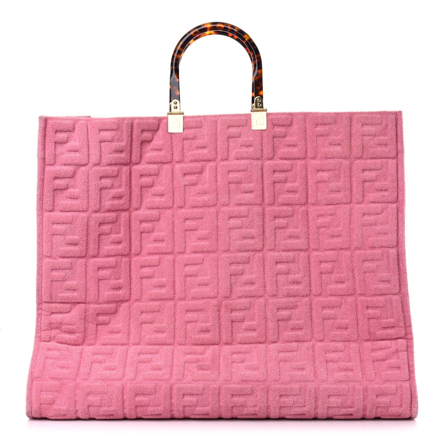 Terrycloth Plexiglass FF Embossed XL Fendi Sunshine Shopper Tote Lollypop