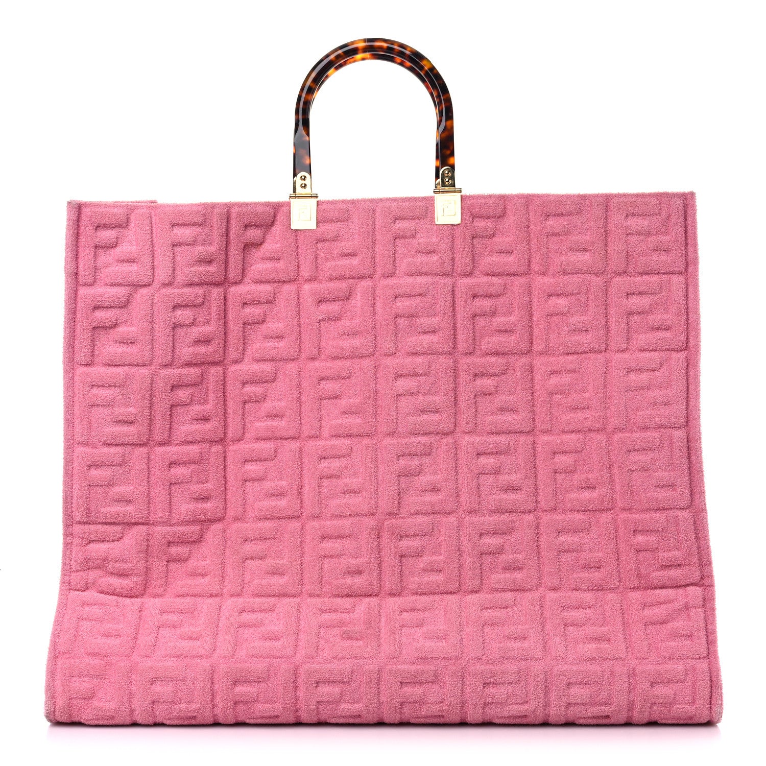 Fendi Terrycloth Plexiglass FF Embossed XL Fendi Sunshine Shopper Tote Lollypop 1 of 14